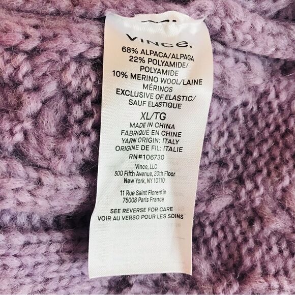 New! Vince Aran Raglan Alpaca Merino Wool Mock Neck Super Soft Lilac Sweater - Picture 14 of 14